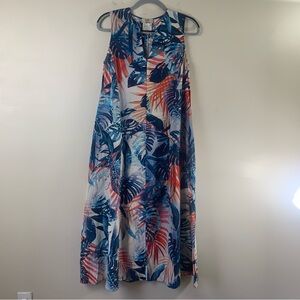 Fuzzi Women’s Sleeveless,  Leaves Print Multicolor Dress